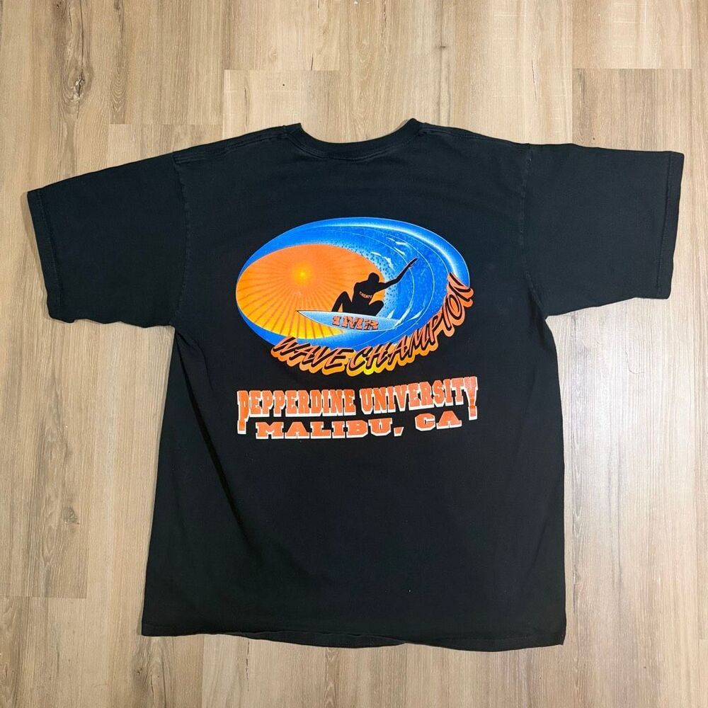 Vintage Pepperdine University Surf Championship Black Shirt Sz XXL Y2K Surfcore